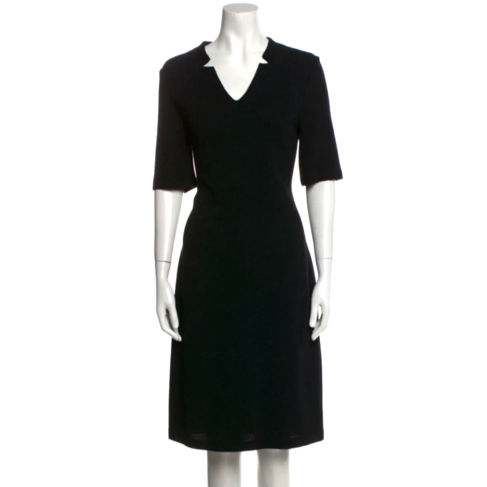 OFFERS WELCOME St. John Caviar a-line midi v-neck dress